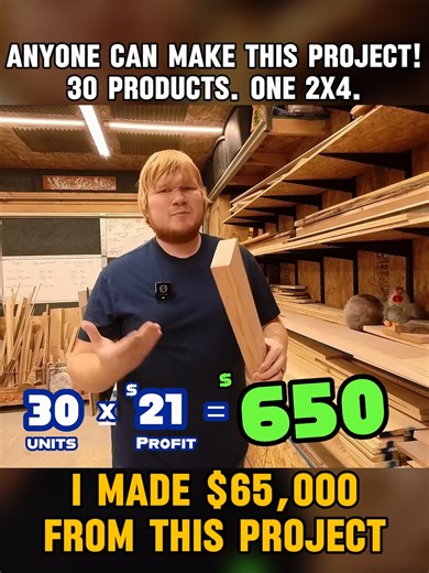 ANYONE Can Make This Project! 30 Products. One 2x4! I made $65,000 from this project // Part 1 #woodworker #beginnerwoodworking #diyproject #diyprojects #woodworkforall #2x2 #2x4 #2x6 #2x8 #2x10 #2x12x12 #diy #woodworking #wooddesign #wood #woodtok #viral