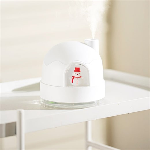 [$8.38] ZAY-H006 Charge Snowman Humidifier Night Light USB Mute Cute Desktop Air Mini Atomizer Air Humidifier(White)