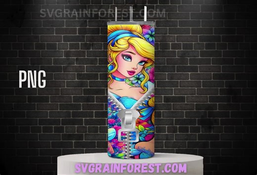 Princess Cinderella Zipper Tattoo Coffee Tumbler Wrap PNG , 20oz Skinny Tumbler, Cinderella Skinny Tumbler Wrap PNG - Etsy