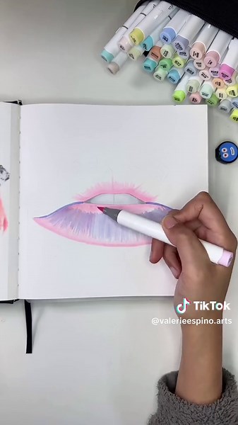 Colorful Lips Drawing with Ohuhu Pastel Markers
