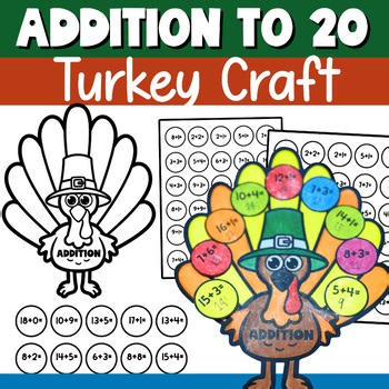 Turkey Math Craft | Turkey Addition to 20 Craft