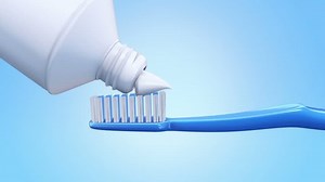 Animation of squeezed toothpaste on toothbrush. Animation of seamless loop.
