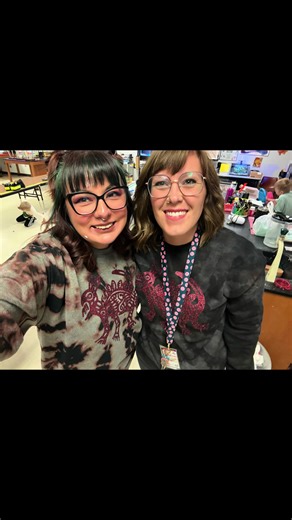 I made custom sweatshirts for me and my partner in crime, @🌈Mrs. Robbins🎨 ! This is the WMS Art department logo she created and we use on our school shirts. I found this amazing glitter maroon vinyl @Hobby Lobby! The bleach dying was a learning lesson but a lot of fun! #ArtTeacherLife #craftmom #artteachersoftiktok #MiddleSchoolArt #wileymiddleschool