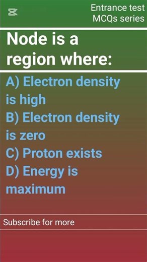 Concept of orbitals, entrance test MCQs series