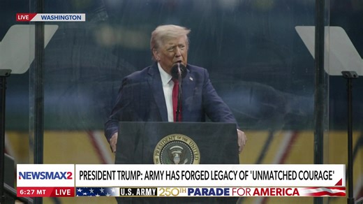President Donald Trump speaks about the importance of the Army at the U.S. Army 250th Anniversary Parade for America in Washington, D.C. | NEWSMAX