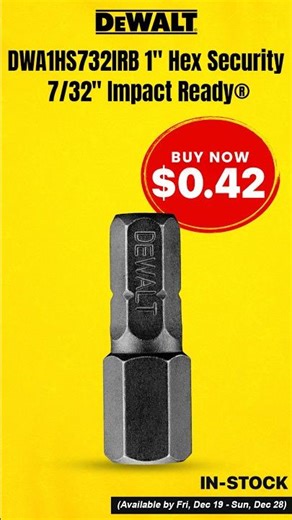 In Stock | DEWALT DWA1HS732IRB Hex Security Bit | Authorized Distributor | KPaul - Veteran Owned