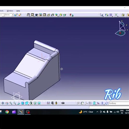 Rib Command in CATIA V5 | Create Ribs Along Any Path 🔥 | #shorts #cad #3ddesignsoftware