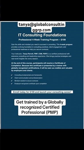 Looking to become an IT consultant, but you don’t know where to start - Join my four week session