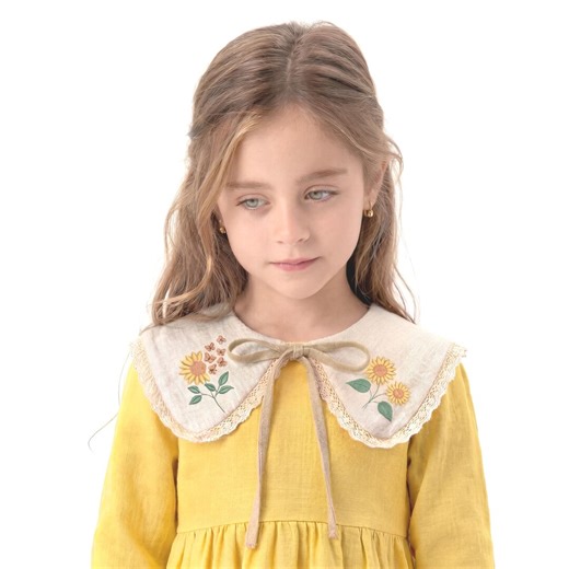 Embroidered Linen Peter Pan Collar – Yellow Floral Lace Trim, Handmade in Italy - Etsy