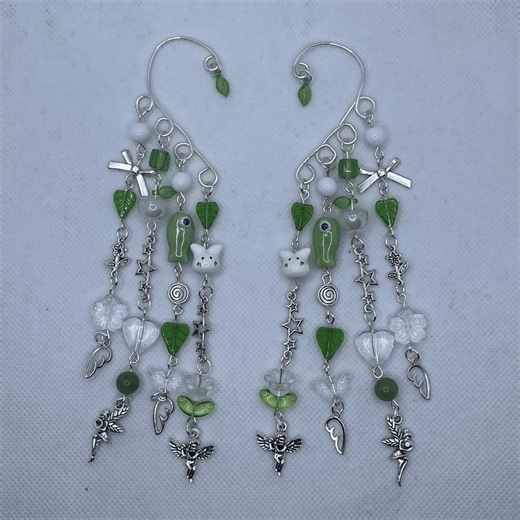 Green Fairy Ear Cuffs | Whimsical Cottagecore Jewelry | No Piercing Required! - Etsy