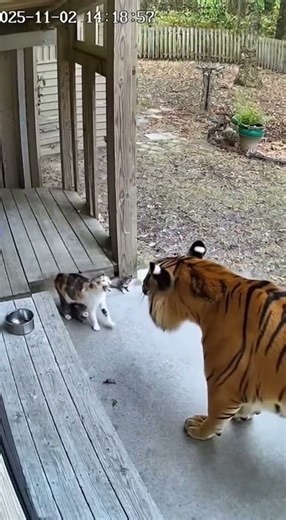 Mother Cat Drives Off a Charging Tiger to Save Her Kittens | Real CCTV Moment