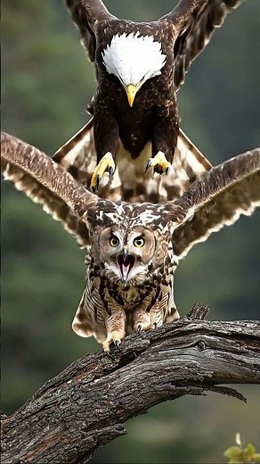 Eagle Attacks Owl Mid-Air | Rare Wildlife Battle 🦅🦉