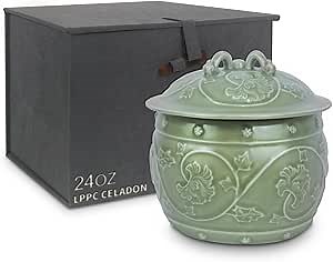 Handmade Antique Chinese Tea Storage Jar - Multi-Functional Ceramic Decorative Pot for Kitchen, Office & Collections (Gift Box, 700ml, Southern Dynasty Style)
