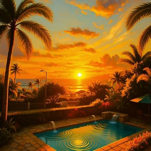 Sunset Painting Comes Alive with AI Animation #animatedpainting