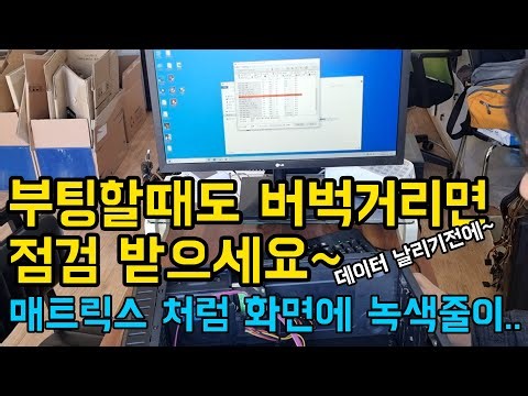 The computer screen goes green and distorts like the matrix and then it stops working.