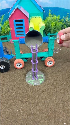 😱 Amazing Mini Tractor Making Cement Pillar | DIY Real Working Construction Machine 🚜 #shorts