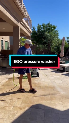Need to clean your patio, driveway or furniture? Check out the @EGO pressure washer and Mister for those hot days! #pressurewasher #cleaninghacks #rukiddingme #pressurewashing