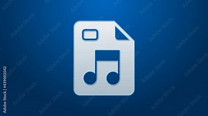 White line MP3 file document. Download mp3 button icon isolated on blue background. Mp3 music format sign. MP3 file symbol. 4K Video motion graphic animation