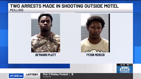 Police looking for suspects in Mullins motel shooting, 2 arrested