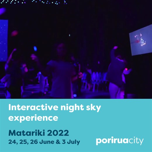 Kia ora, Porirua. Matariki events at Te Rauparaha Arena kicking off for all the whānau today. Between 10am - 3.15pm Interactive night sky experience at Te Rauparaha Arena. 👉 poriruacity.govt.nz/matariki | Te Rauparaha Arena