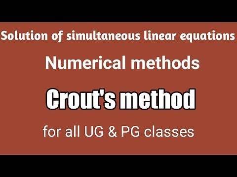Crout's Method || Numerical method to solve simultaneous linear equations #BA_BSc_ Maths