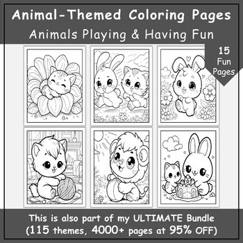 Printable Coloring Book for Kids | Animals Playing & Having Fun