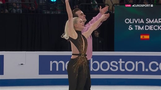 La actuación de Olivia Smart y Tim Dieck en el programa libre del Mundial de patinaje artístico ⛸️🇪🇸 Un fallo les ha penalizado gravemente 😐 | Eurosport España