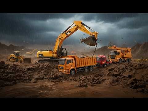 Steam Roller Stuck! 😱 Excavator, Dump Truck, Fire Truck Car for Kids Rescue Mission 🏗️