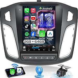 Car Radio for Ford Focus 2012-2018: [64G] Upgrade 9.7" 1024x768 IPS Touchscreen Stereo, Android 12 Head Unit Support Wireless Carplay & Android Auto, 5GWiFi GPS FM RDS BT SWC Mic 1080P Backup Camera