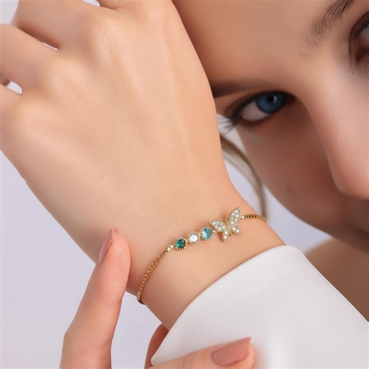 Birthstone Butterfly Jewelry for Women,family Birthstone Adjustable Bracelet for Mother,personalized Silver Jewelry Gift,handcrafted Jewelry - Etsy UK