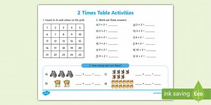 2 Times Table Worksheet and Activity