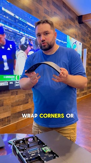 FLEXIBLE LED PANEL • Imagine what you could do with this flexible LED display panel from @justvideowalls ? Modular LED video tiles are revolutionizing the way we experience immersive video environments. Where would you put this on your home? Flexible Micro LED display, LED video wall, LED display cost, micro LED cost #tv #lg #dvled #finepitch #leddisplay #bigtv #gianttv #homecinema #hometheater #hometheatre #videowall #movietime #outdoortv #8k #4k #led #mediaroom #tvinstall #ledpanel #ledpanels 