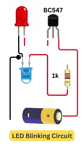 LED Blinking Circuit Using BC547 😱 Without Arduino!#ledblinking#bc547#transistor#diyproject
