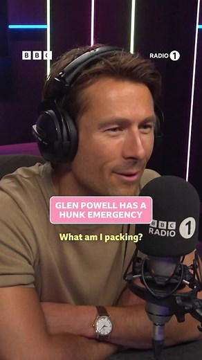 always a 🚨hunk emergency🚨 when @glenpowell is around listen back to glen on breakfast with @greg_james on @bbcsounds ✨ | BBC Radio 1