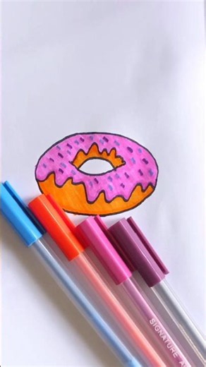 Easy Donut Drawing 🍩 | Cute Food Art Tutorial 🎨 #shorts, #viral