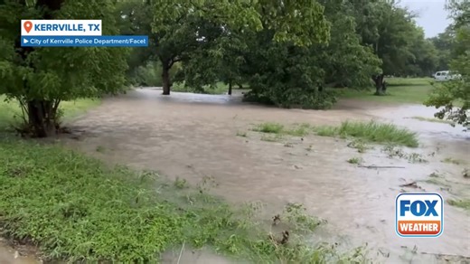 112K views · 1K reactions | TEXAS FLOODING: This video shared by the Kerrville Police Department shows water rushing over a road during a Flash Flood Warning on Sunday. Officials stopped search efforts that were underway along the Guadalupe River in the wake of deadly flooding over the Fourth of July holiday weekend due to the dangerous conditions. More: https://www.foxweather.com/weather-news/flash-flood-emergency-warning-san-saba-texas-kerr-county-kerrville-july-2025 | FOX Weather | Facebook