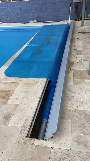 Our Oversize Below Ground Box Roller in action. A trial run on this huge 12m x 6m pool was no issue for this powerful unit. | Daisy Pool Covers