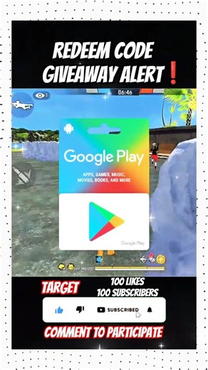 FREE FIRE Redeem Code Giveaway 🎁 | 100 Likes/Subs Par Google Play Redeem Code Milega! #shorts #viral