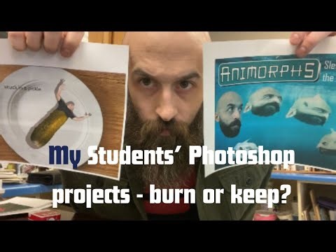 Judging my students' photoshop projects, JK #arteducation #photoshop