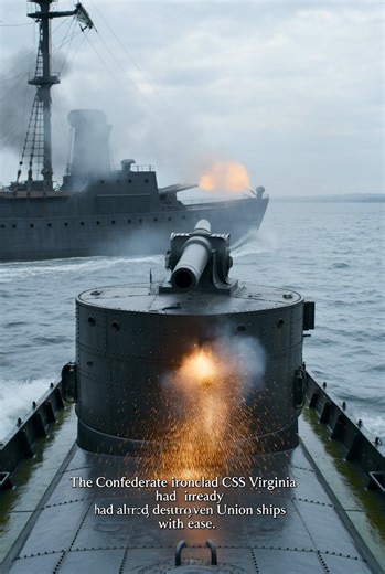 The Ironclads — Hampton Roads, 1862 Battle of Hampton Roads American Civil War In March 1862, two strange vessels met in Virginia waters. The Confederate ironclad CSS Virginia had already destroyed wooden Union ships with ease. Then the Union’s USS Monitor arrived — low, armored, with a rotating gun turret unlike anything seen before. For hours, the two ironclads circled and fired at point-blank range. Shells bounced off metal armor. Neither ship could decisively destroy the other. But wooden wa