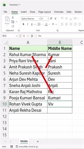 Split Names Smartly – Work Smarter, Not Harder #excel #exceltips #spreadsheetmagic