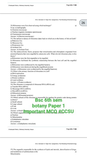 Bsc 6th sem botany Paper 1 Important MCQ #🔥🔥🔥🔥🔥🔥