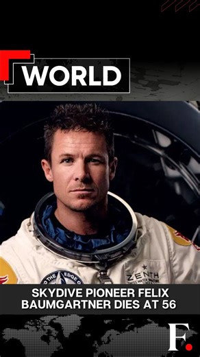 #FPReels: Skydive Pioneer Felix Baumgartner Dies In Crash In Italy Extreme athlete Felix Baumgartner, the first skydiver to fall faster than the speed of sound during a 24-mile leap through the stratosphere more than a decade ago, died in a crash on Thursday along the eastern coast of Italy. He was 56. The city's mayor confirmed Baumgartner's death in a social media post. | Firstpost