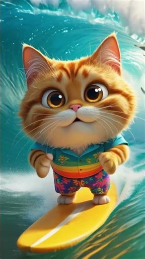 🚀 Surf or Sink?! Cat Takes on Giant Wave!