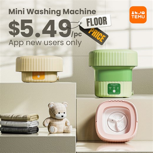 Now $5.49 for the portable washing machine with free shipping for new users. | Temu | Facebook