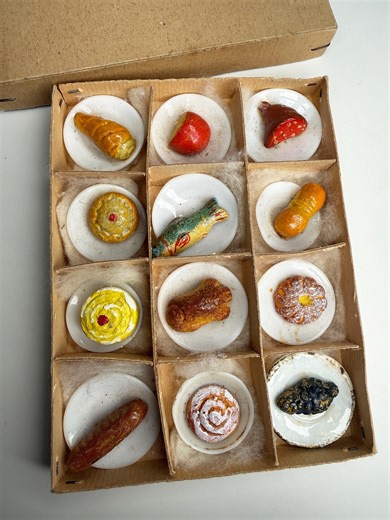 Twelve Pieces of Antique Dollhouse Miniature Food on Plates - Original Fitted Box - Etsy