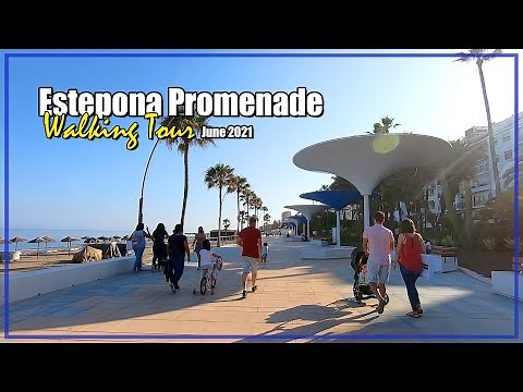 🌊 Estepona Beach Walk | 🚶‍♀️ Promenade to Port Evening Walk, Costa del Sol, Málaga, SPAIN 🚶