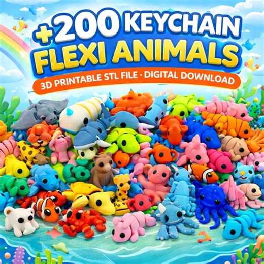 200  Flexi Mini Animals Keychains Bulk Articulated 3D Printed Animal Keychains - Cute Backpack - - Etsy