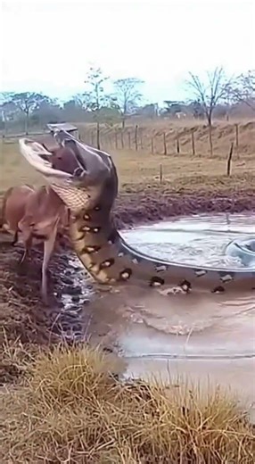 🐍 CCTV FOOTAGE: Cow vs Giant Snake! 🐄⚠️ 【戦慄】村の防犯カメラ！牛を飲み込もうとする大蛇