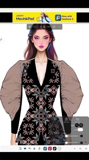 drawing elegant modern karakou using ibis paint x Fast sketching tutorial #fashion #digitalfashion